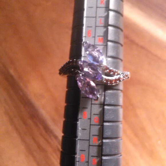 Moroccan Rose and Mozambique Garnet Trinity Twilight Sterling Silver Ring-Size 7 - Picture 13 of 16